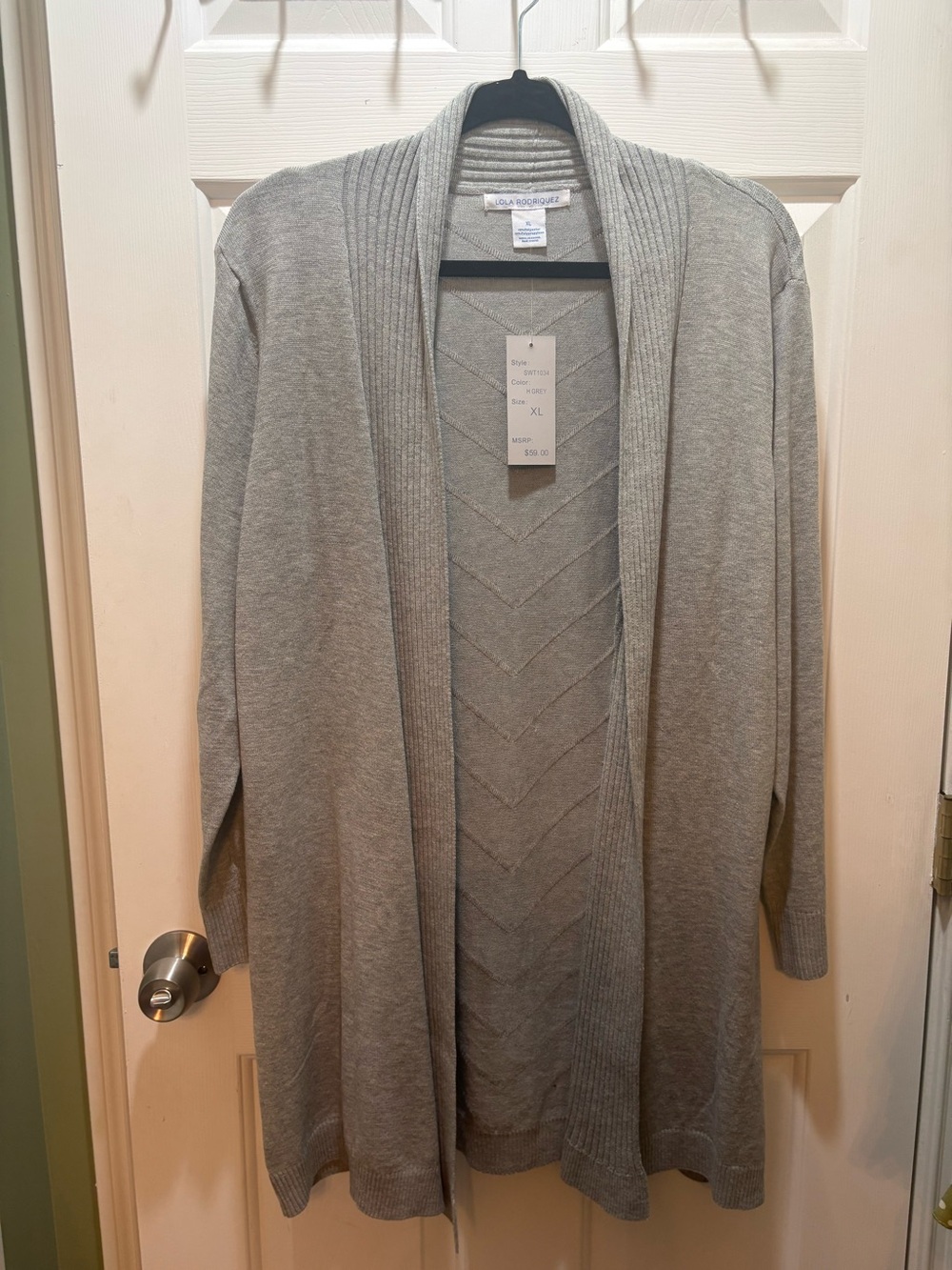 Open-Front Gray Women's Cardigan Sweater - XL
